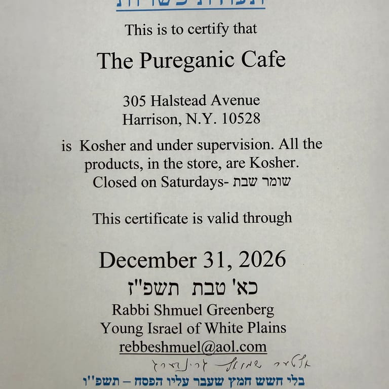 We Are Certified Orthodox Kosher